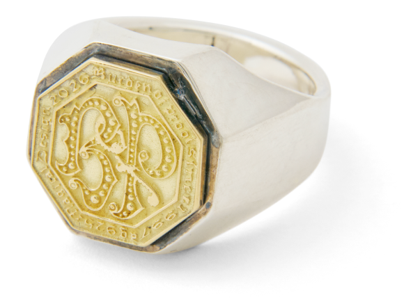 オクタゴン イニシャルリング（SV925×K18）